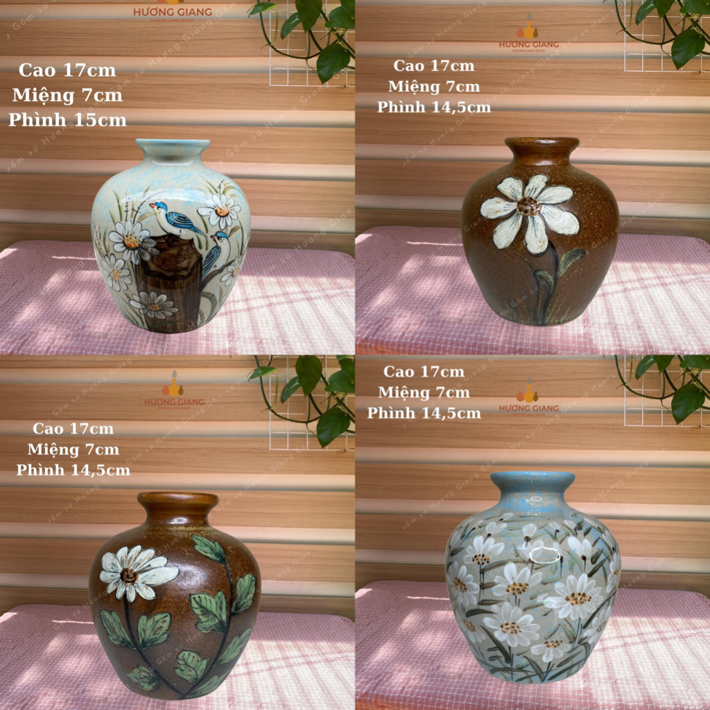 Lọ hoa decor gốm sứ Bát Tràng, bình hoa gốm cắm hoa để bàn – Gốm sứ Hương Giang