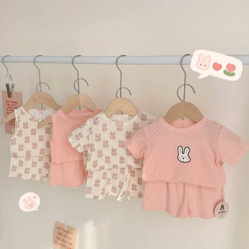 EMBES Bộ quần áo cộc tay cho bé trai bé gái bộ hè thông hơi 8kg đến 18kg
