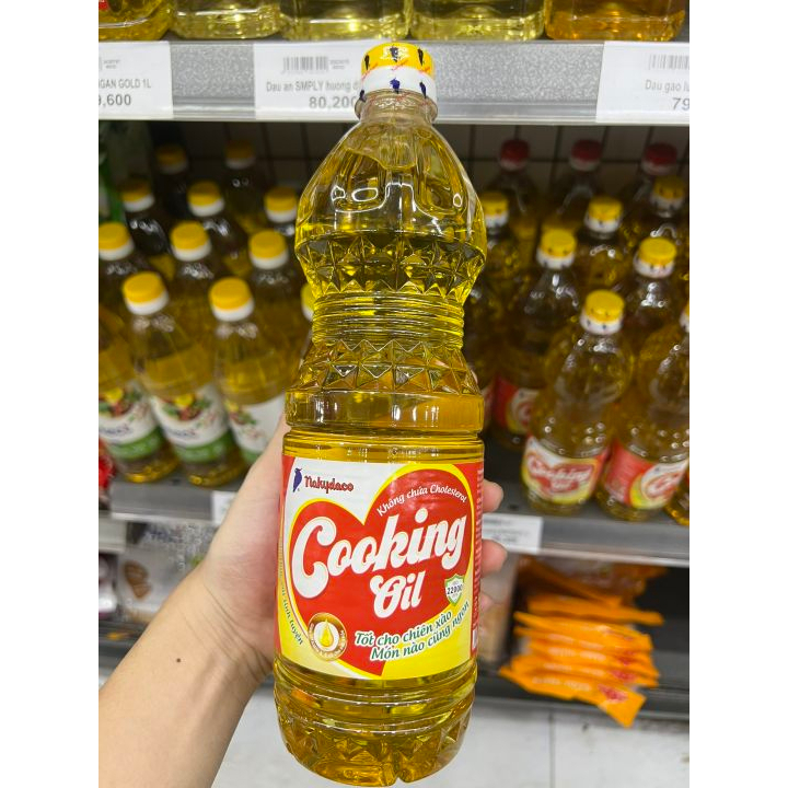 Combo 2 chai  Dầu ăn 100% thực vật tinh luyện từ cây cọ Nakydaco  Cooking Oil (Date 24 tháng