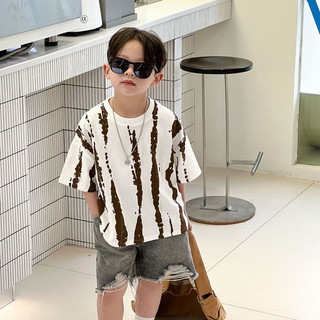 Order-áo phông cho bé-áo đường kẻ nâu phong cách cho bé