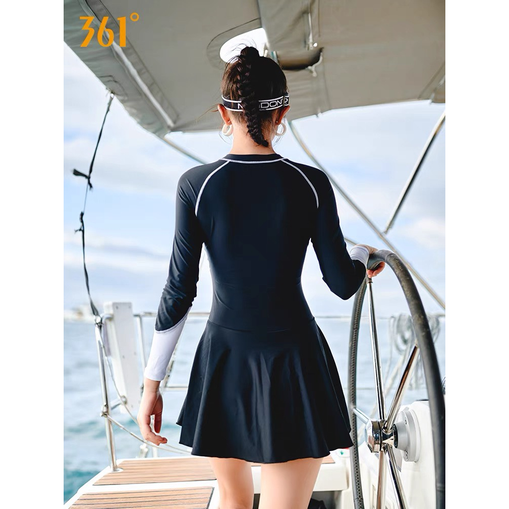 Đồ bơi nữ Hãng 361 kèm Váy liền thân, Bikini đi biển một mảnh chất thun lạnh dài tay cá tính B1034