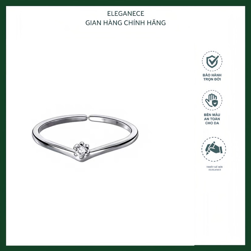Nhẫn bạc nữ trơn basic nụ hoa đính đá giữa đơn giản thanh lịch Elegance