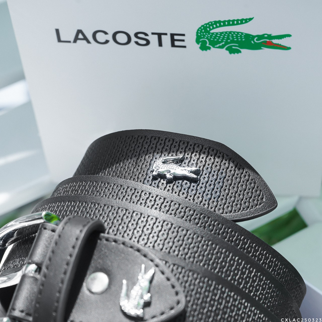 Thắt Lưng Da Nam LACOSTE DÂY VẢY ĐEN BÓNG Cao Cấp Dây Nịt Nam Da 100% Xuất Xịn Hãng Mềm Sang Đúc Viền Dây