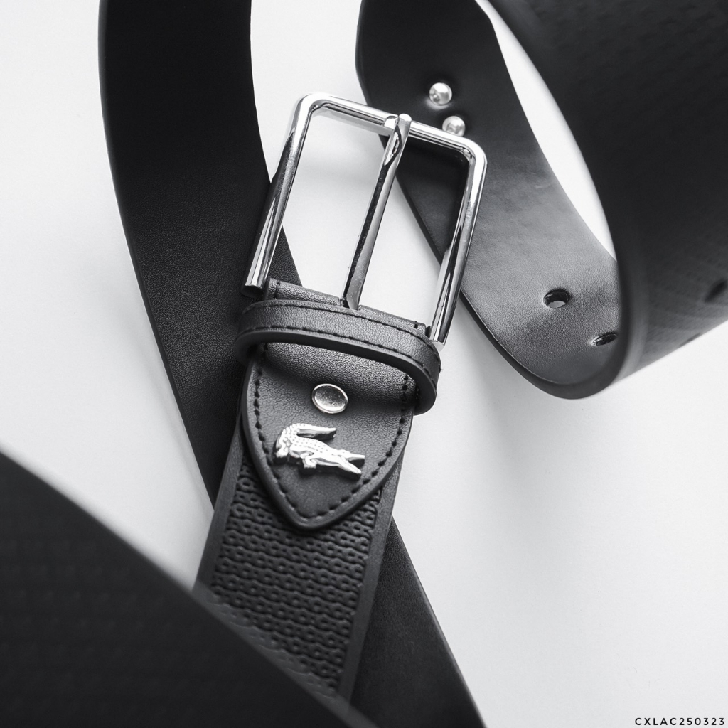 Thắt Lưng Da Nam LACOSTE DÂY VẢY ĐEN BÓNG Cao Cấp Dây Nịt Nam Da 100% Xuất Xịn Hãng Mềm Sang Đúc Viền Dây