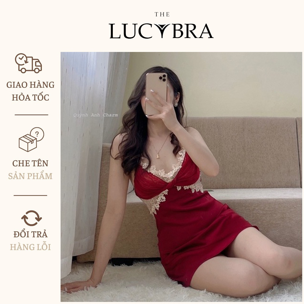 Váy ngủ sexy nữ lụa mịn, đầm ngủ lụa 2 dây nơ xoắn ngực gợi cảm mềm mại quyến rũ SP037
