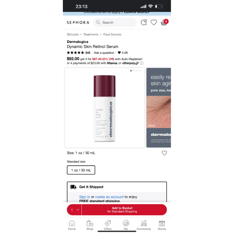 Sample  Serum dưỡng da Dermalogica Dynamic Skin Retinol Serum