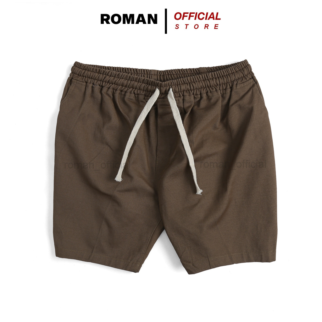 Quần short nam trơn ROMAN basic vải kaki dày dặn cạp chun cao cấp QS11