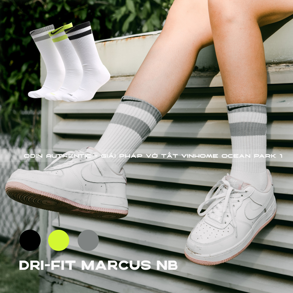 Tất Nike Nam Nữ Thể Thao Cao Cổ, Tất Dri-Fit Marcus NB Cao Cấp