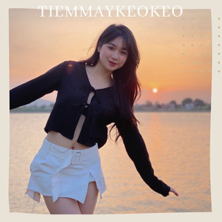 Áo khoác mỏng cardigan dáng ngắn TIEMMAYKEOKEO buộc nơ áo croptop chất xốp mềm khoác bikini đi biển dễ thương cho nữ