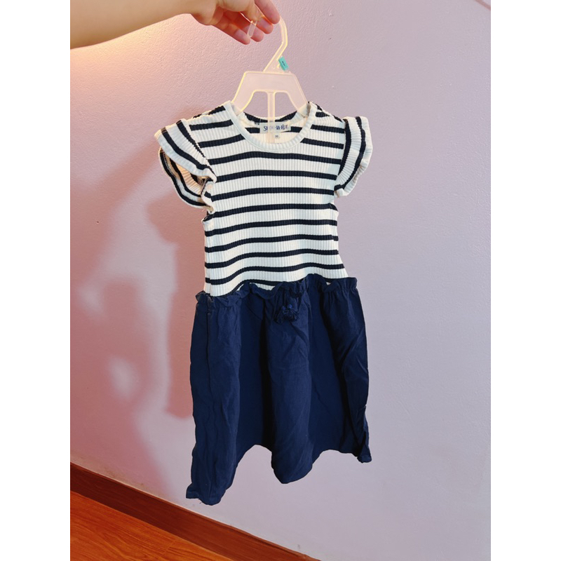 Váy cotton phối đũi bé gái 2 màu xuat du