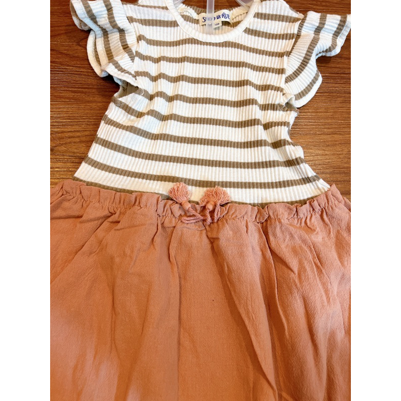 Váy cotton phối đũi bé gái 2 màu xuat du