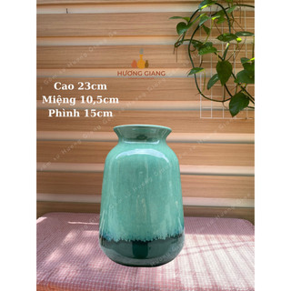 Bình hoa gốm cắm hoa để bàn cao 23cm, lọ hoa decor gốm sứ Bát Tràng – Gốm sứ Hương Giang