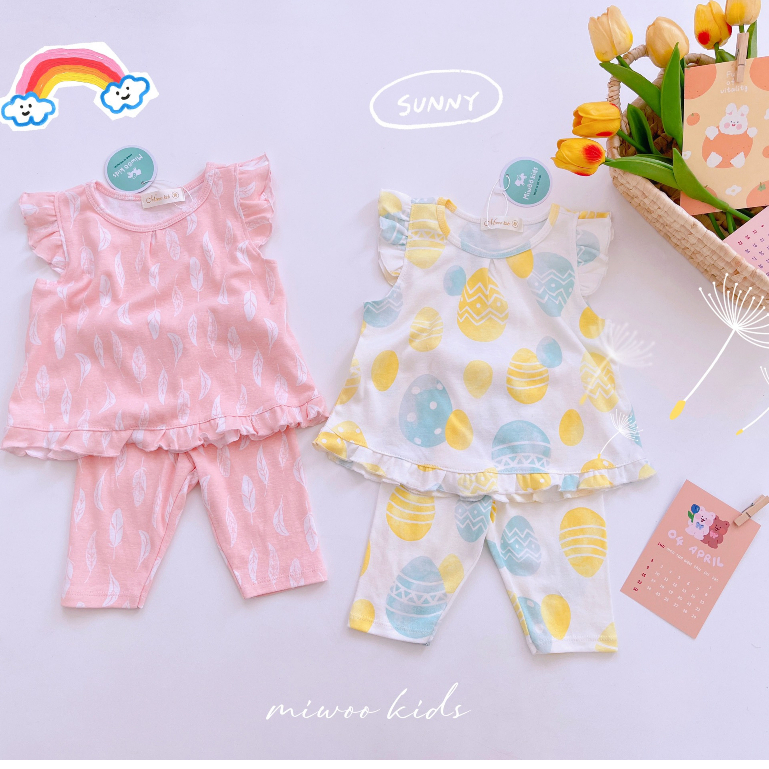 Bộ Bé Gái Quần Ngố Thun Bozip Mát Mịn Siêu Cưng