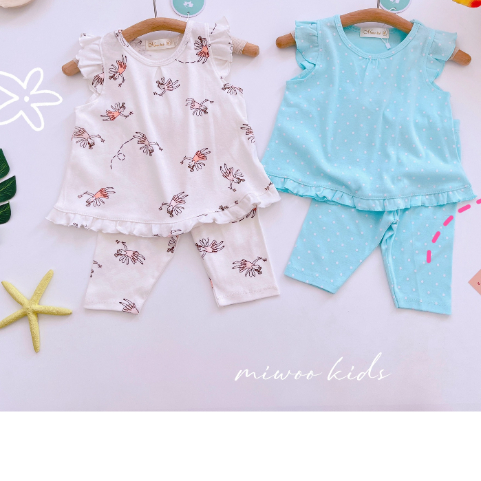 Bộ Bé Gái Quần Ngố Thun Bozip Mát Mịn Siêu Cưng