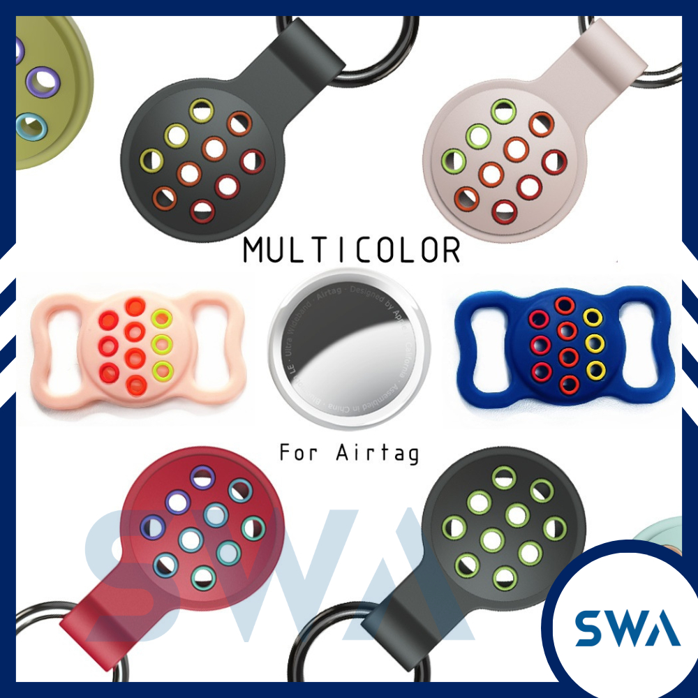 Vỏ bọc Bao silicon cao su Airtag kiểu nikesport 2 quai ngang và móc khóa thép SWA ART04 ART05