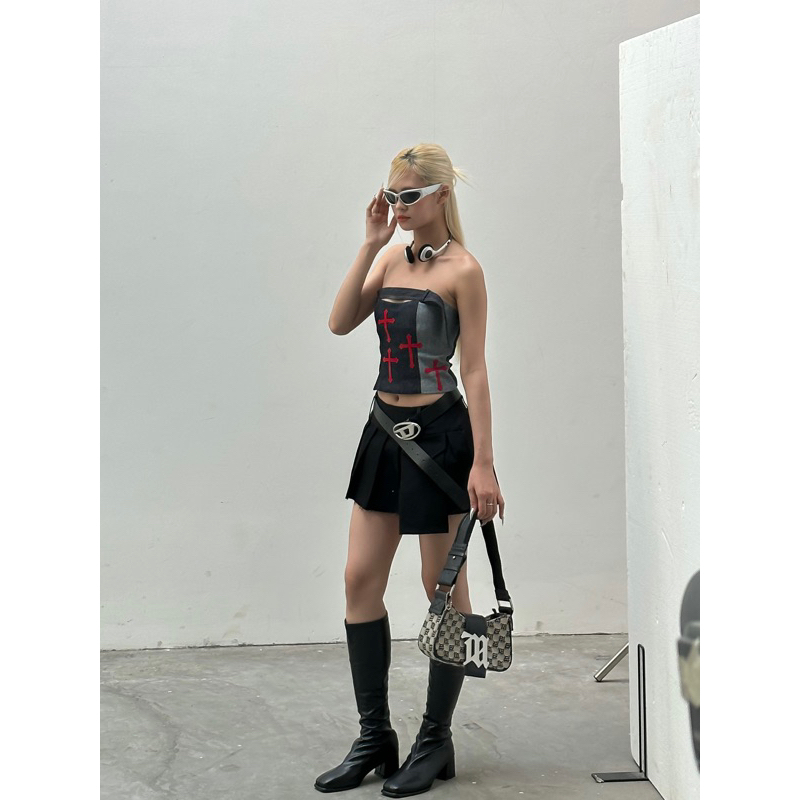 ✨Áo Croset “CROSS Top”———Áo Jean đắp da thánh giá. | BigBuy360 - bigbuy360.vn