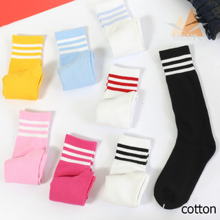 Tất dài nữ [ Made in VietNam ] Tất nữ cổ cao 3 sọc phong cách Hàn Quốc - sợi Polyester co giãn vải mềm dày thoáng khí