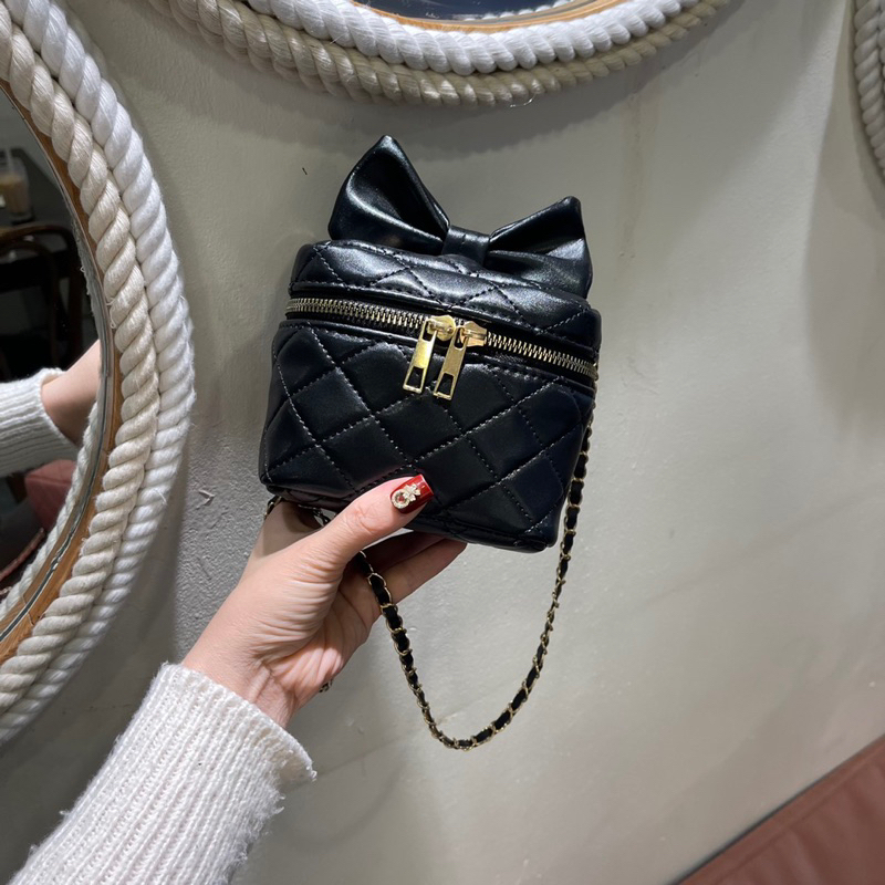 Túi cốp mini đeo chéo nơ đính nắp mẫu mới bản 3 màu không vừa điện thoại