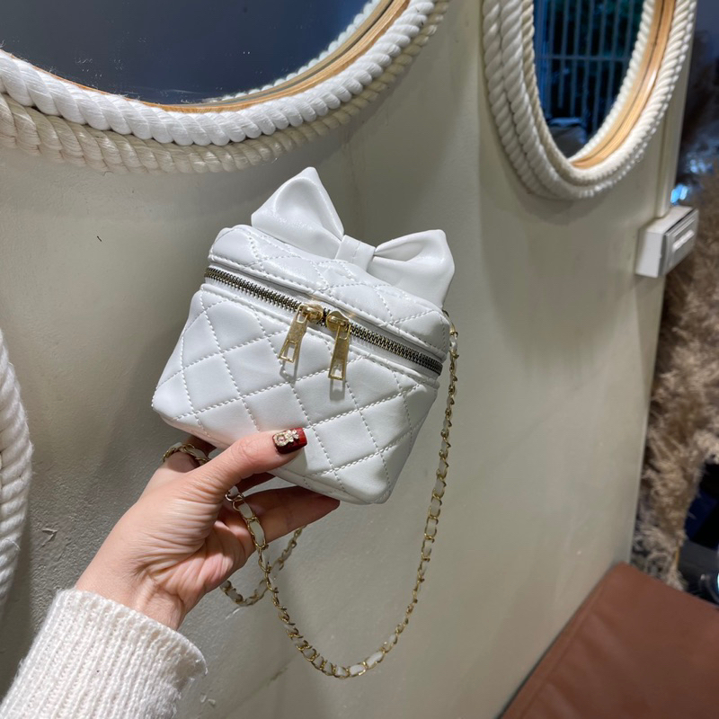 Túi cốp mini đeo chéo nơ đính nắp mẫu mới bản 3 màu không vừa điện thoại