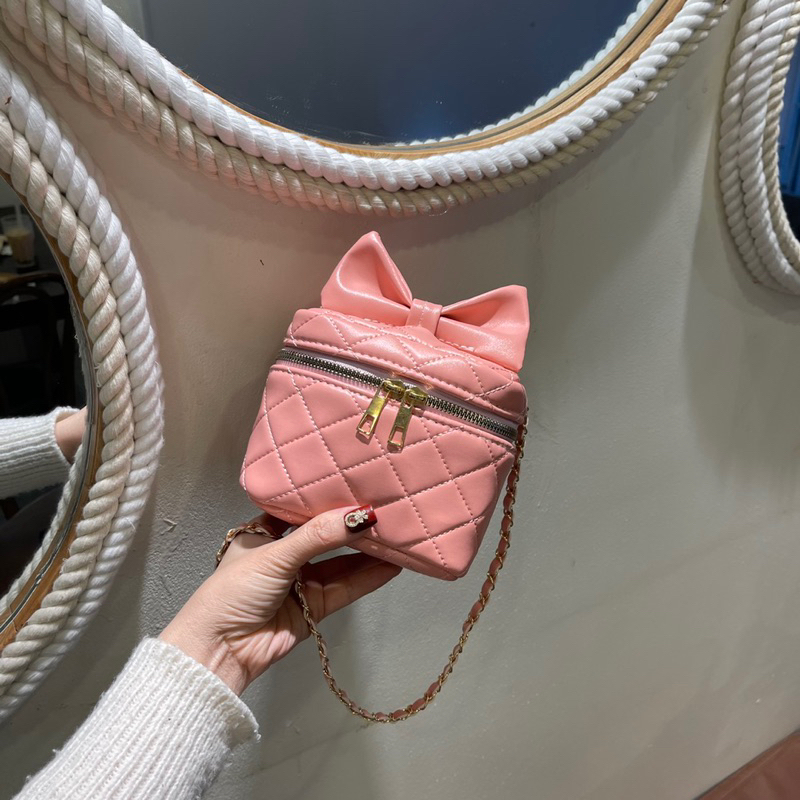 Túi cốp mini đeo chéo nơ đính nắp mẫu mới bản 3 màu không vừa điện thoại