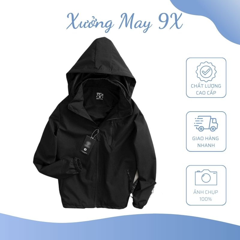 Áo khoác gió nam nữ cao cấp 2 lớp lót lưới form rộng chất liệu vải gió tráng bạc chống nước chống nắng