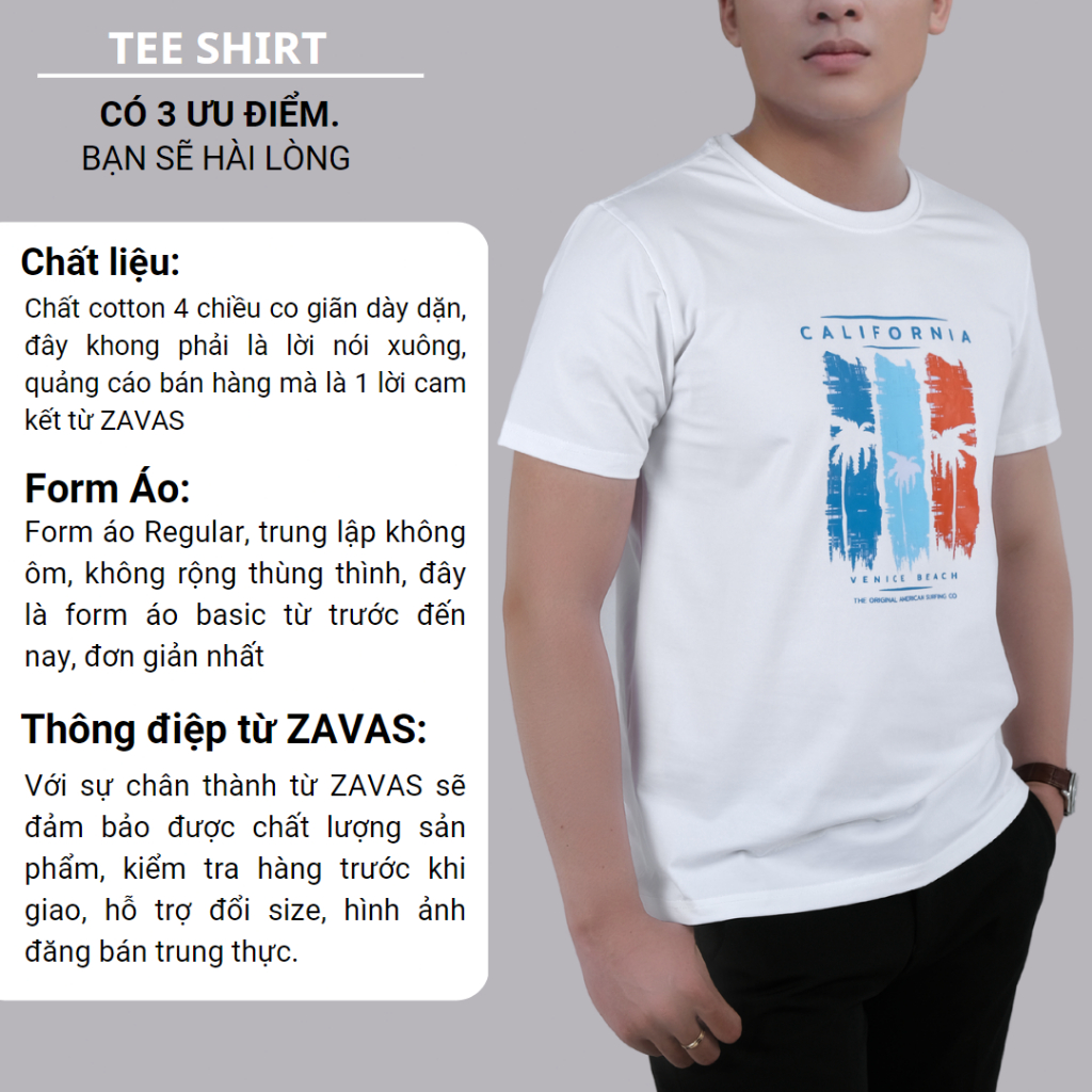 Áo phông nam cao cấp cổ tròn ngắn tay đẹp chất vải cotton co giãn 4 chiều thoáng mát ZAVAS - Z17