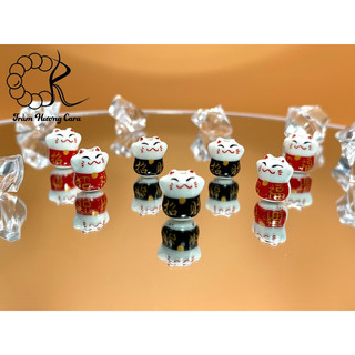 Charm mèo gốm sứ vui vẻ mix vòng tay trang sức