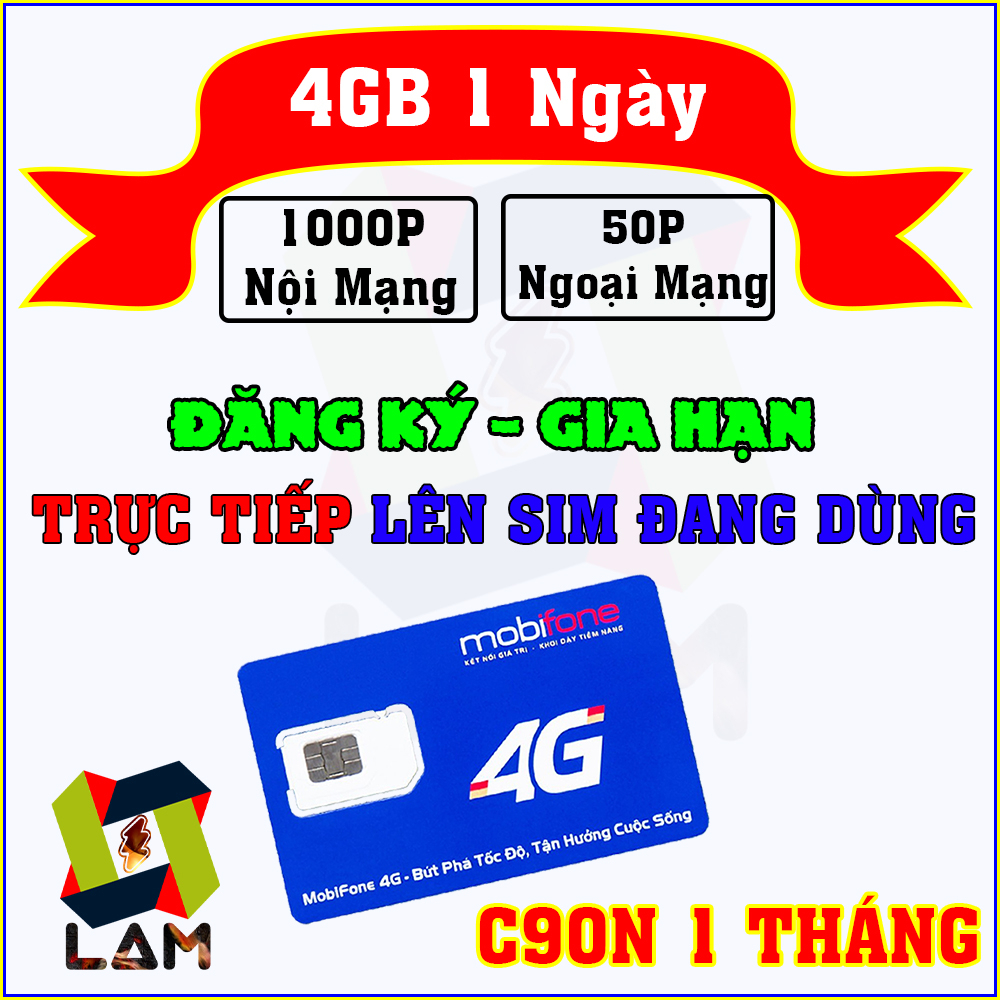 Gia hạn - Đăng ký Gói C90N Mobifone 4G Giá Rẻ (LÊN SIM ĐANG DÙNG) 1 Tháng, 6 Tháng, 12 Tháng | 6C90N 12C90N