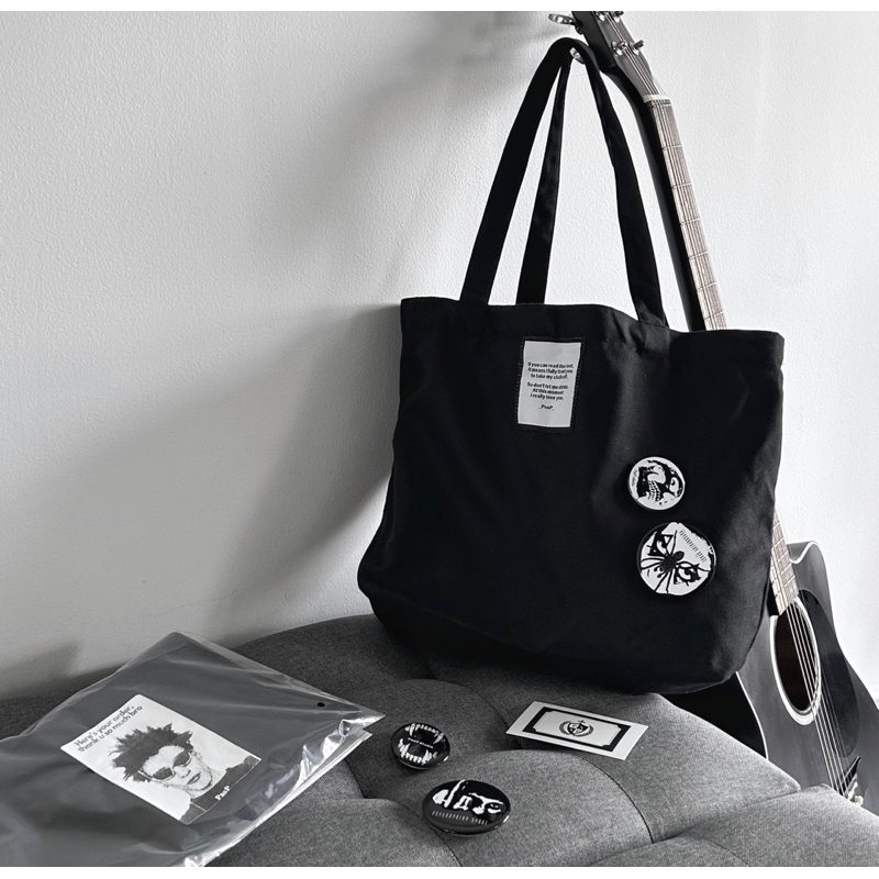[ TÚI TOTE _ TOTEBAG đen + 4 Pins _ PssP.studio ]