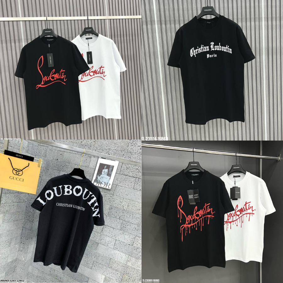 Áo phông Louboutin chảy mực nam nữ in 2 mặt. Áo Phông Loubotin Unisex Nam Nữ hotrend quảng châu
