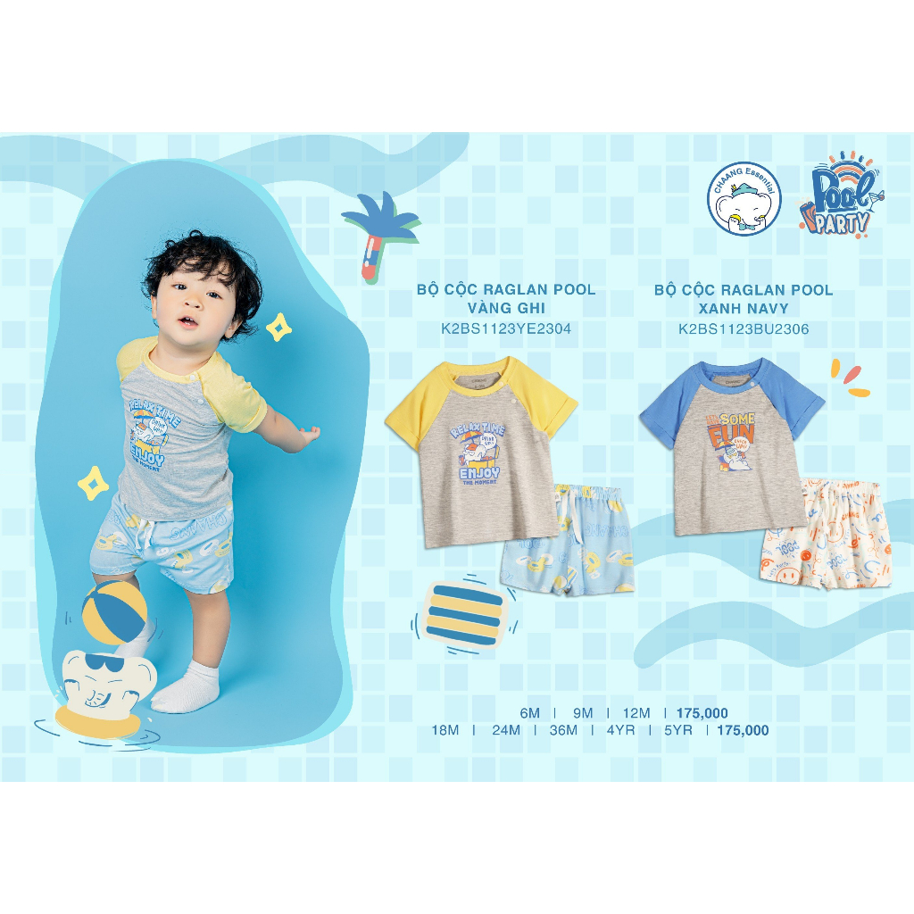 Chaang bộ cộc raglan cotton cho bé SS23 hihistores