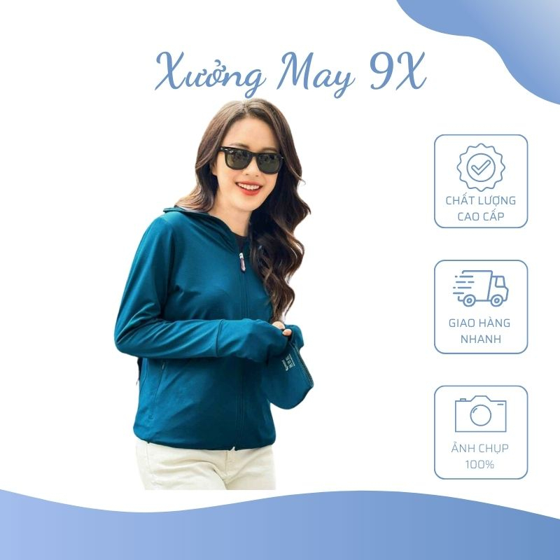 Áo chống nắng nữ thông hơi 1 lớp khẩu trang cao kèm khóa mũ VNXK