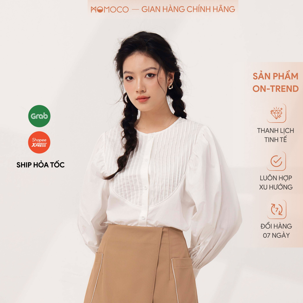 Áo Sơ Mi Cổ Tròn MOMOCO Thiết Kế Mí Ngực, Chất Liệu Thô Cao Cấp Phong Cách Trẻ Trung Nữ Tính M3080