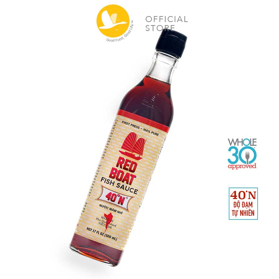 Nước mắm Red Boat - Nước mắm nhĩ truyền thống Phú Quốc 40N độ đạm tự nhiên (chai 500ml)