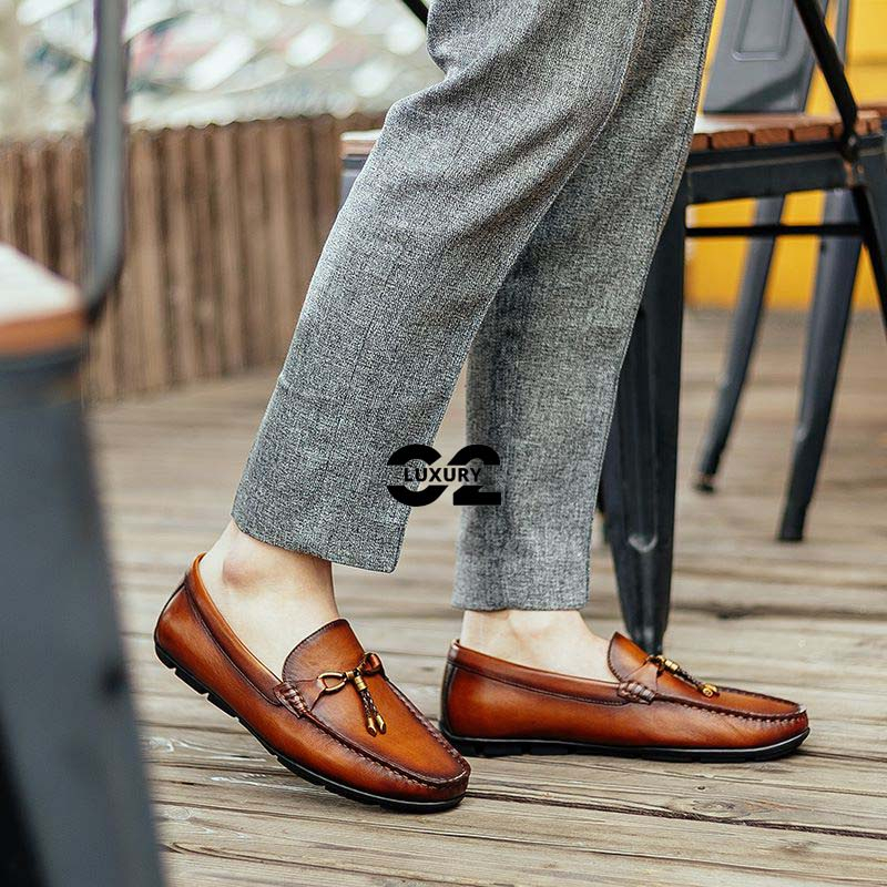 Giày da nam Moccasin dáng giày lười BL09-2 thương hiệu JAM Da Bò nhập khẩu Italia - Hộp sang trọng