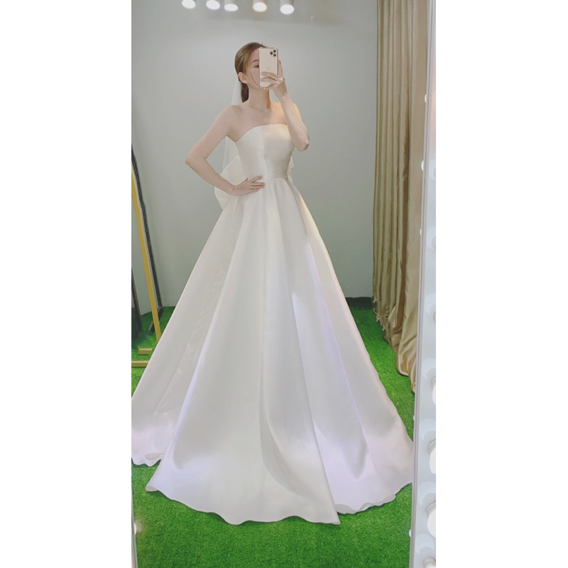 Váy cưới cô dâu đi bàn, đầm cô dâu, mặc được 3 kiểu, có trắng/đỏ
