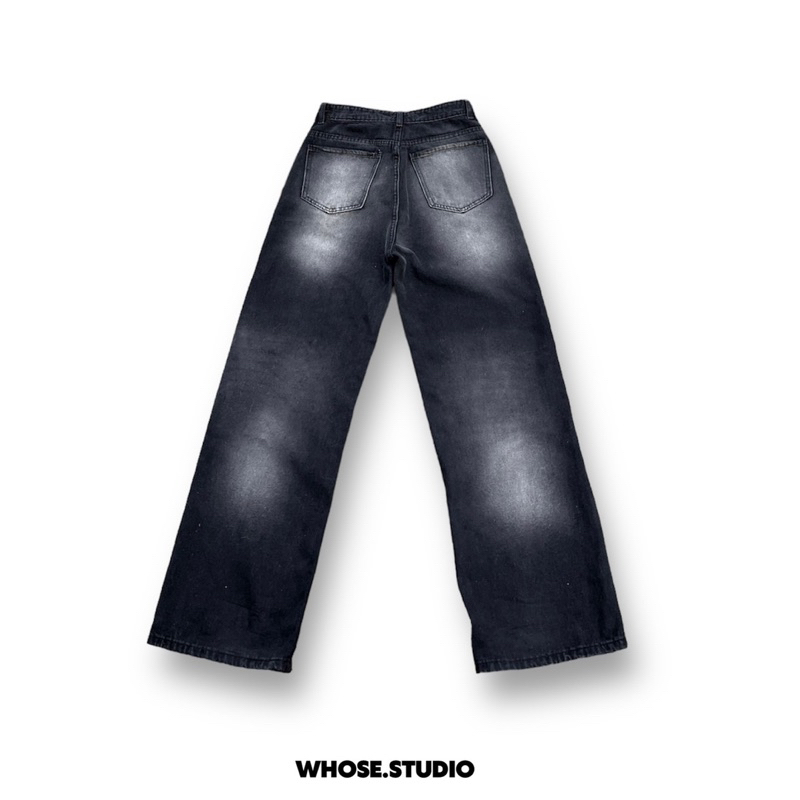 SMOKE GREY WIDE LEG JEANS - Quần jeans wax xám khói 1007