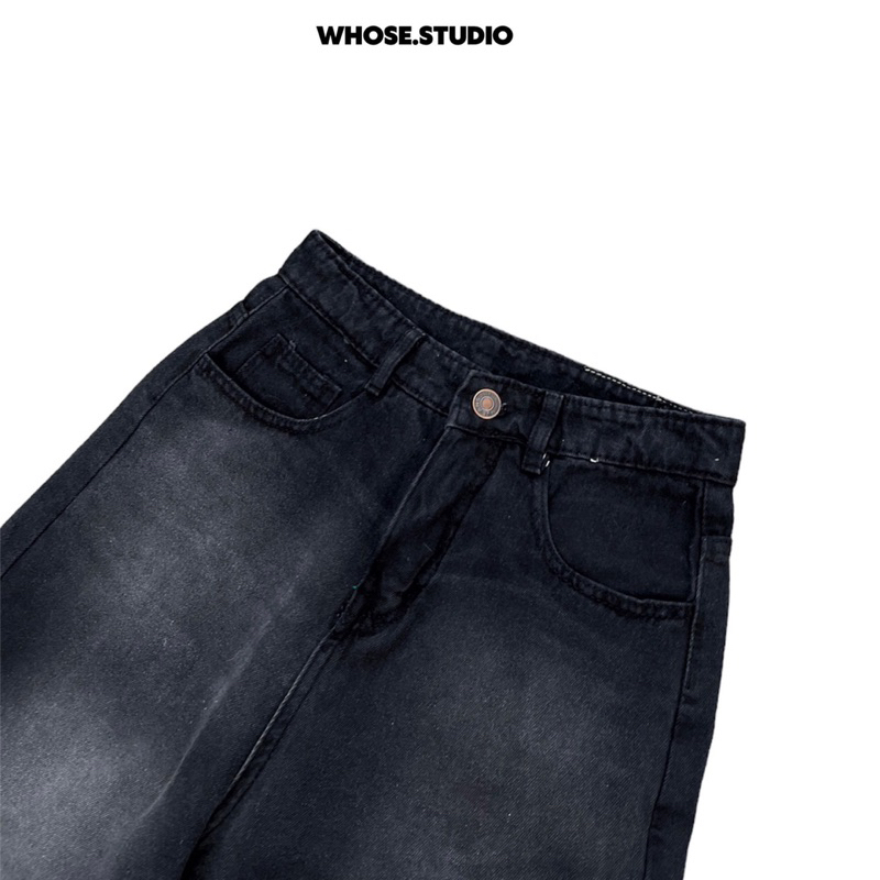 SMOKE GREY WIDE LEG JEANS - Quần jeans wax xám khói 1007