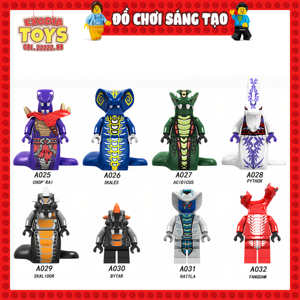 Xếp hình Minifigure Nhân vật hoạt hình Ninja Spinjitzu các quái vật Xà Tinh - Đồ Chơi Lắp Ghép Sáng Tạo - LELE A025-032