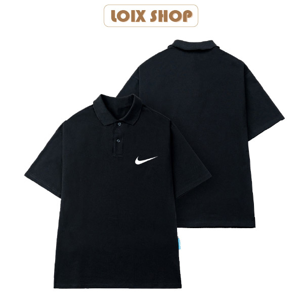 Áo polo Nike Hàng Cao Cấp thoáng mát form rộng tay lỡ unisex nam nữ tee cổ bẻ basic LOIX