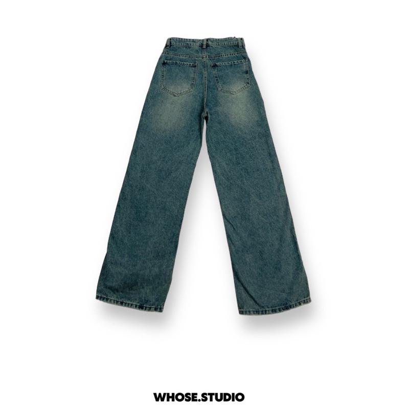 SEA WASH JEANS - Quần xanh wash ống siêu to 1003
