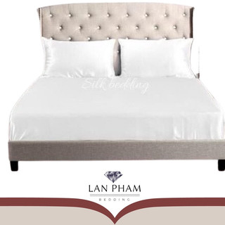 (Loại 1) Bộ Ga Gối Phi Lụa 4 Món Cao Cấp Mt Mềm, Mịn Lan Bedding- Màu Trắng