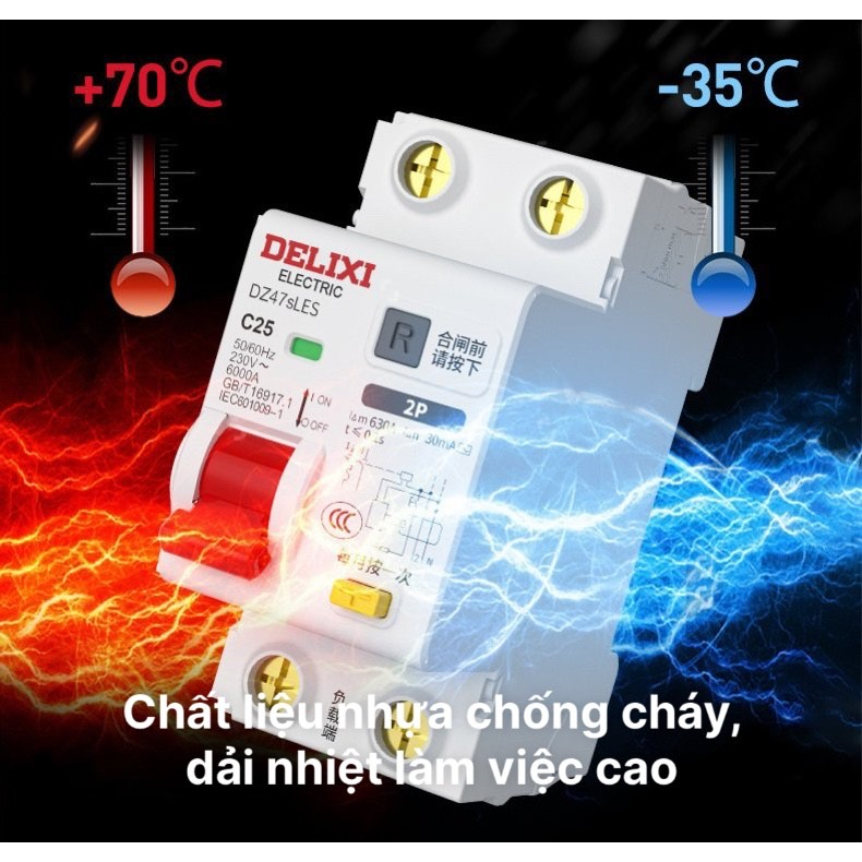 RCBO DELIXI 2p chống giật chống chập hàng chuẩn chính hãng chất lượng