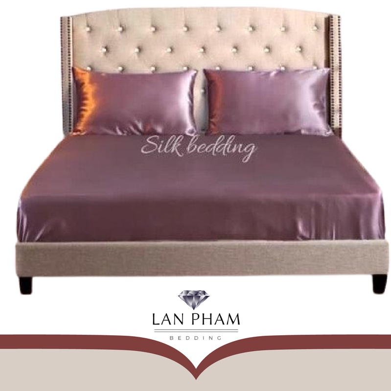 (Loại 1) Bộ Ga Gối Phi Lụa 4 Món Cao Cấp Mát,Mềm,Mịn Lan Bedding- Màu Tím Hồng