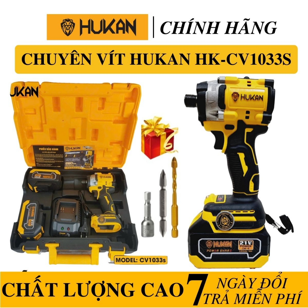 Máy chuyên vít Hukan HK-CV1033S - Máy bắn vít Hukan không chổi than - Chân pin phổ thông - Chính hãng