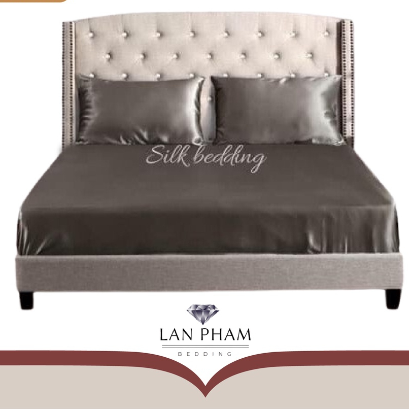 (Loại 1) Bộ Ga Gối Phi Lụa 4 Món Cao Cấp Mát,Mềm,Mịn Lan Bedding -Màu Nâu