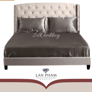 Bộ ga gối phi lụa 4 món cao cấp mát,mềm,mịn lan bedding -màu nâu