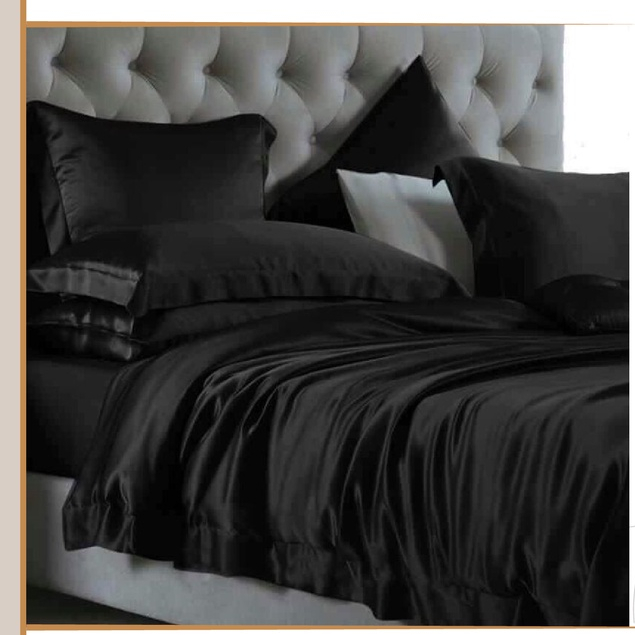 (Loại 1) Bộ Chăn Trần Bông Ga Gối Phi Lụa 5 Món Cao Cấp Lan Bedding Màu Đen