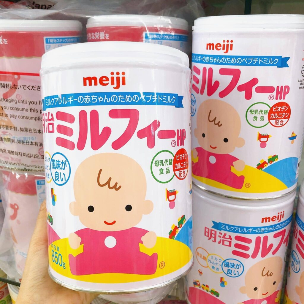 Sữa bột Meji HP cho bé dị ứng sữa bò lon 850g 2025Sữa bột Meji HP cho bé dị ứng sữa bò lon 850g