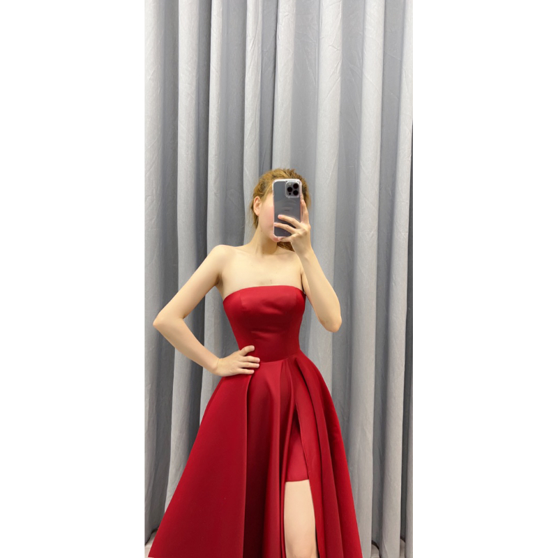 Đầm cúp ngực xẻ tà - váy cưới đi bàn - đầm thiết kế cao cấp - váy cưới che bụng - weddingdress - vay cuoi mie trần